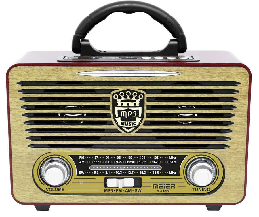Nostaljik Retro Ahşap Bluetooth Hoparlör Fm Radyo Özellikli (M-115BT) Kahverengi