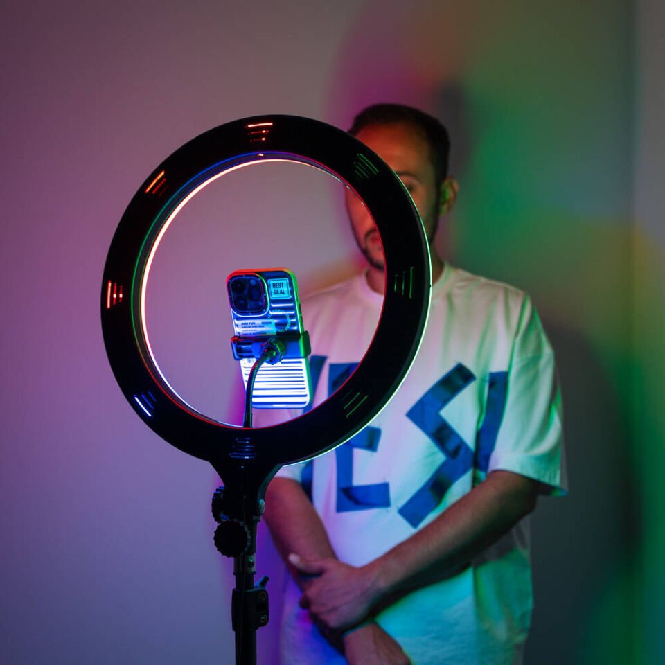 Telefon Stand MJ38 RGB 25W Ring Light Canlı Yayın 38cm USB'li  Siyah