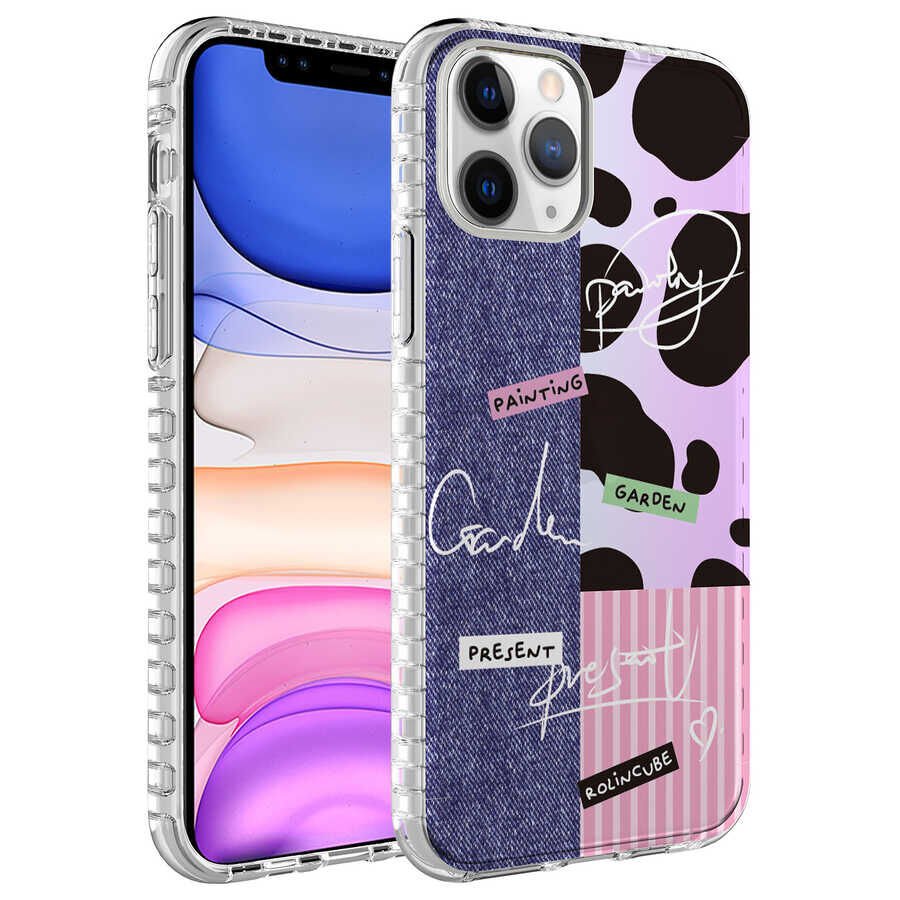 Apple iPhone 11 Pro Kılıf Airbag Kenarlı Renkli Desenli Silikon HEPTEKİLETİŞİM Elegans Kapak