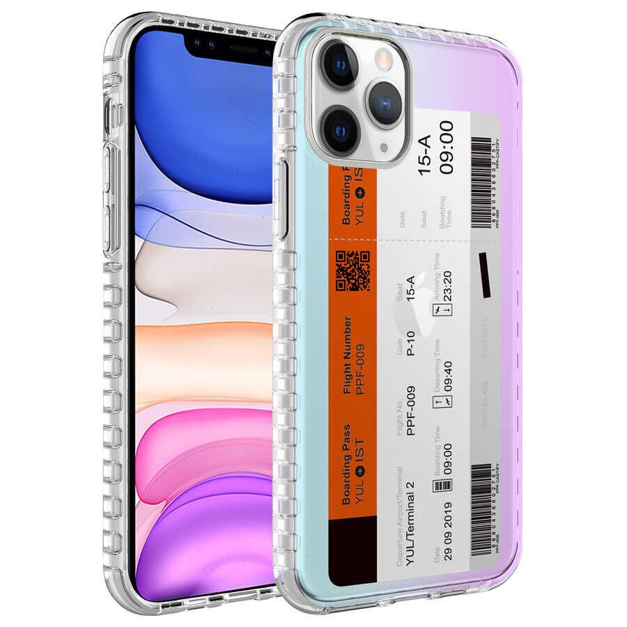 Apple iPhone 11 Pro Max Kılıf Airbag Kenarlı Renkli Desenli Silikon HEPTEKİLETİŞİM Elegans Kapak