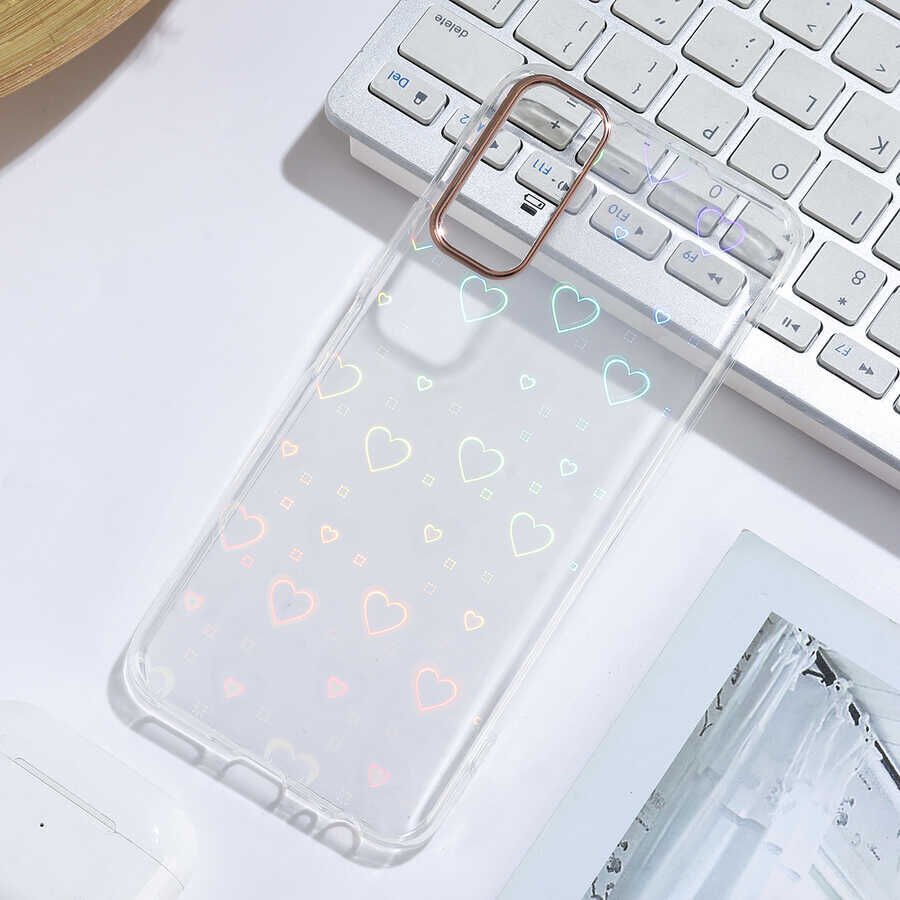 Vivo Y20S Kılıf Renkli Transparan Parlak Desenli Sert Kapak (SİDNEY) Heart No1