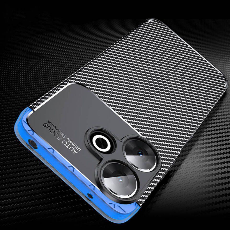 Xiaomi Redmi 13 4G Kılıf Kamera Çıkıntılı Karbon Fiber Dokulu Renk Atmaz Kapak (NEGRO) Siyah