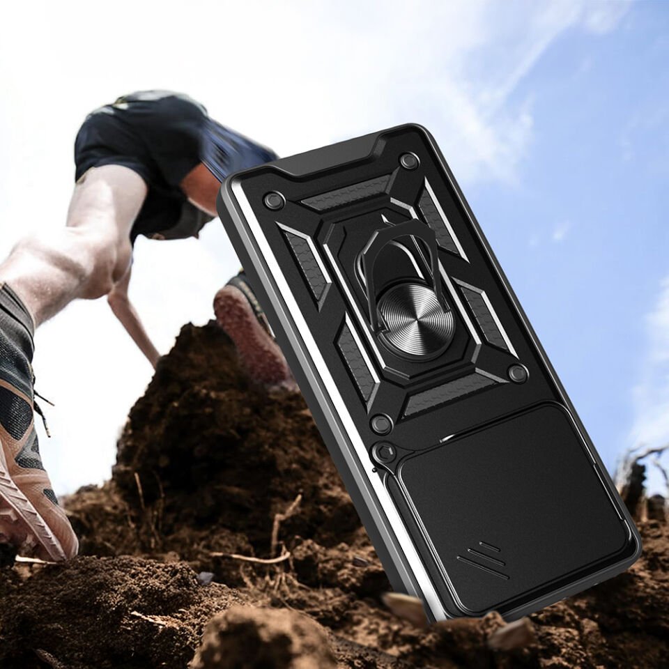Xiaomi Redmi Note 14 Kılıf Magnetik Standlı Kamera Korumalı Zore Sürgülü Vega Kapak