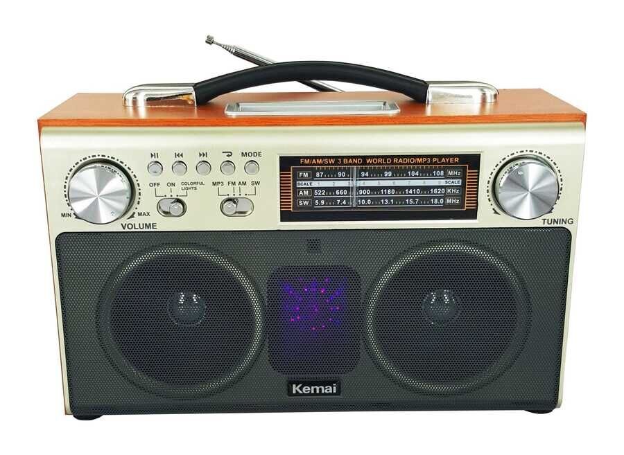 Bluetooth Hoparlör Bluetooth Hoparlör Ahşap Gövde ve Şık Gösterge Paneli (MD-1702BT) Kahverengi