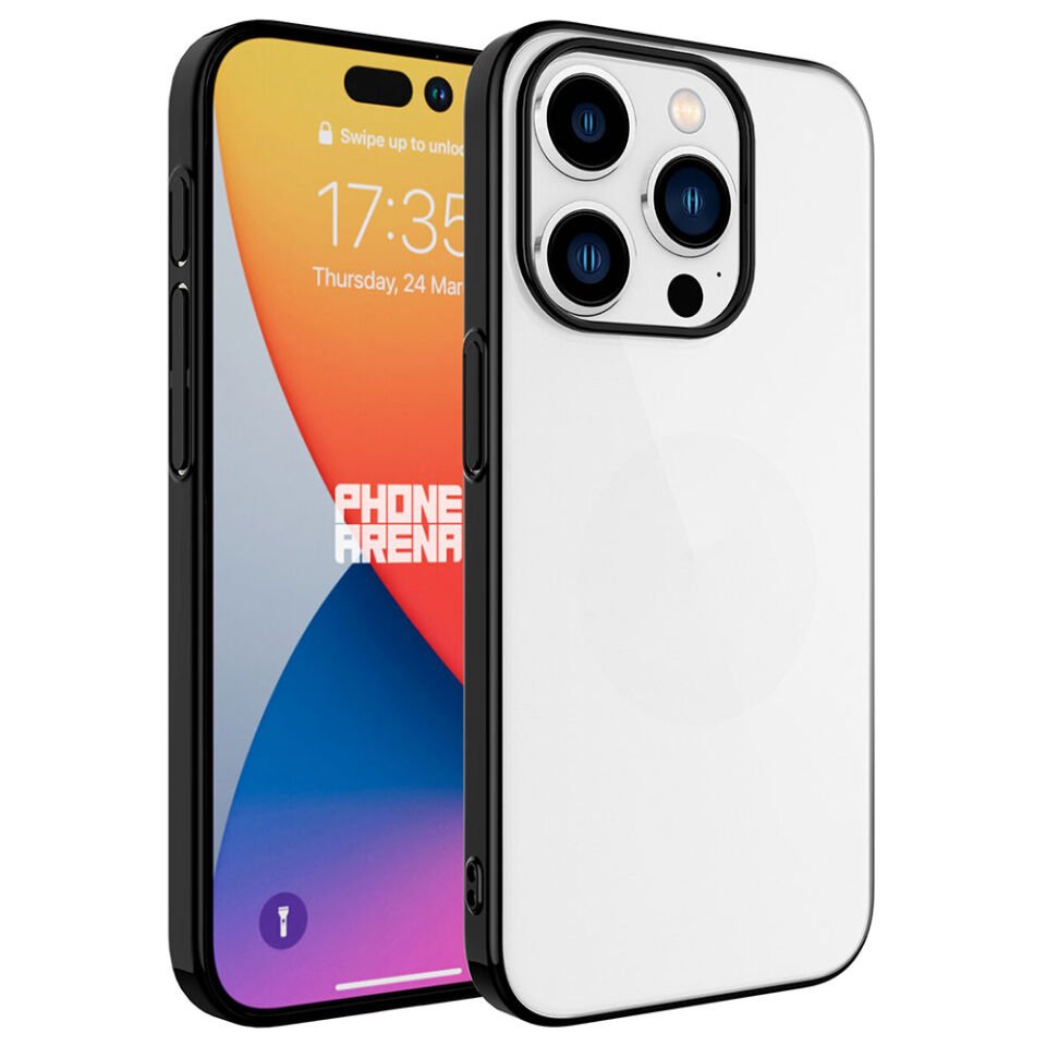 iPhone 15 Pro Kılıf Kamera Lens Korumalı Darbe Emici Şeffaf Kenarlı Sert Kapak (Riksos) Koyu Gri