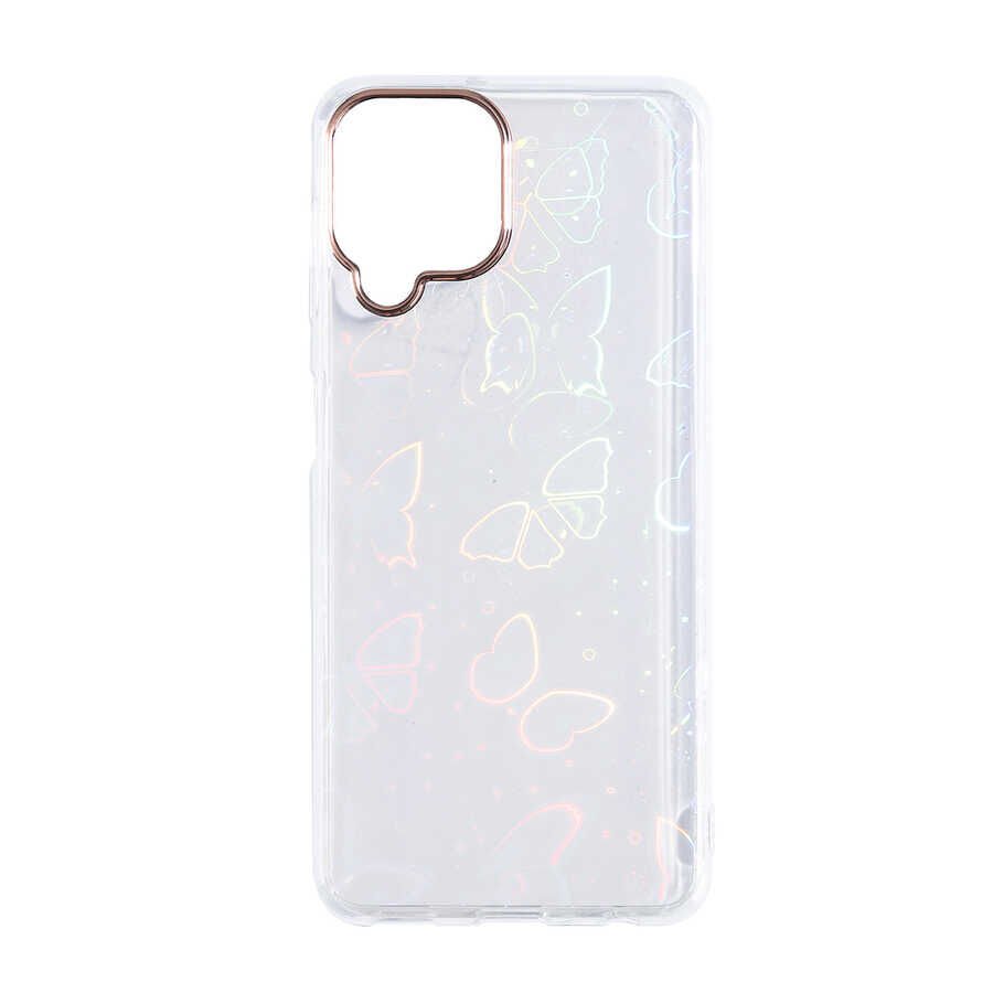 Samsung Galaxy M32 Kılıf Renkli Transparan Parlak Desenli Sert Kapak (SİDNEY) Butterfly No2