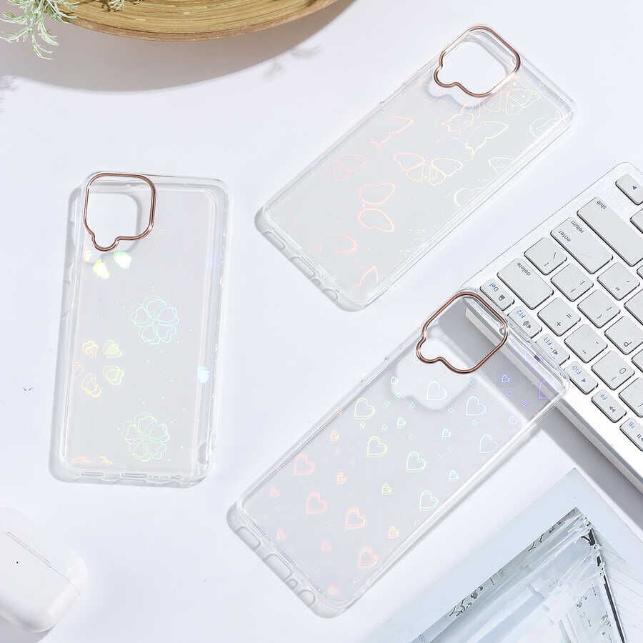 Samsung Galaxy M32 Kılıf Renkli Transparan Parlak Desenli Sert Kapak (SİDNEY) Heart No1