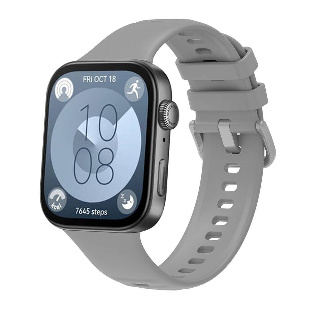 Huawei Watch Fit 3 Band Serisi Kordon Silikon Strap Kayış (Klasik) Gri
