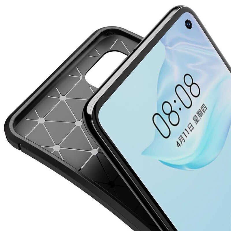 Huawei P40 Kılıf Kamera Çıkıntılı Karbon Fiber Dokulu Renk Atmaz Kapak (NEGRO) Lacivert