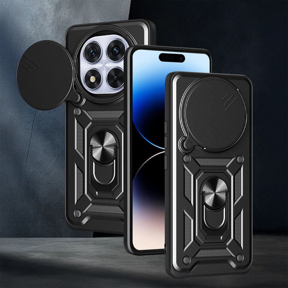 Xiaomi Redmi Note 14 Pro Plus Kılıf Magnetik Standlı Kamera Korumalı Zore Sürgülü Vega Kapak