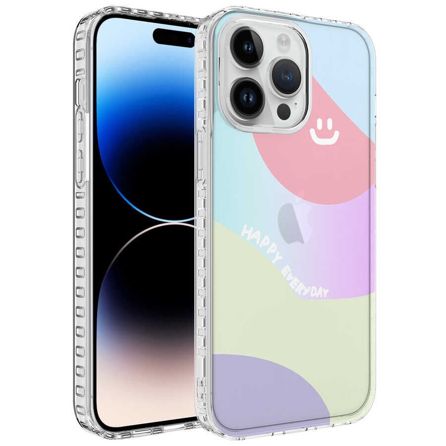 Apple iPhone 13 Pro Max Kılıf Airbag Kenarlı Renkli Desenli Silikon HEPTEKİLETİŞİM Elegans Kapak