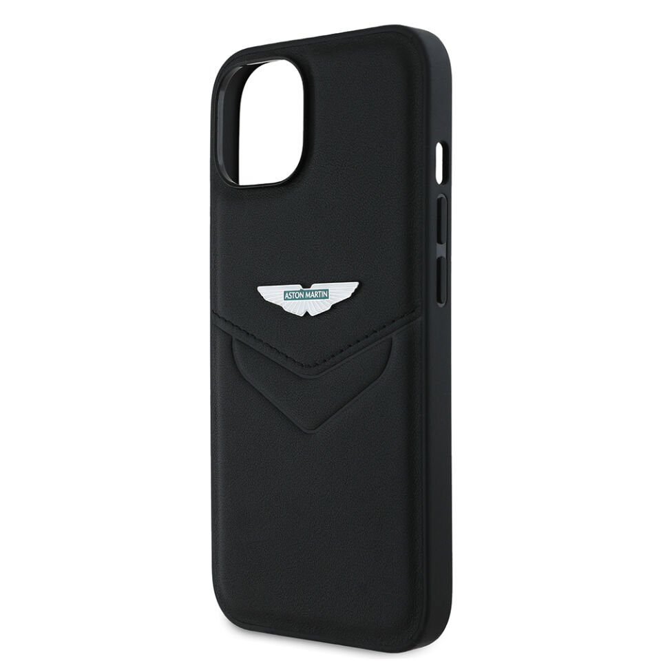 Apple iPhone 14 Kılıf Aston Martin Orjinal Lisanslı Victory Dizayn PU Deri Metal Logolu Kapak