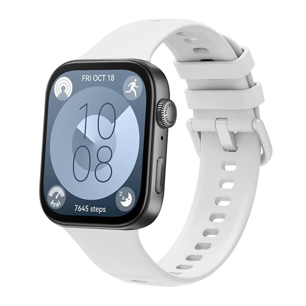 Huawei Watch Fit 3 Band Serisi Kordon Silikon Strap Kayış (Klasik) Beyaz
