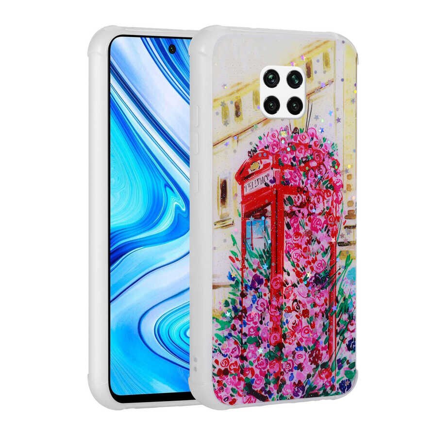 Xiaomi Redmi Note 9 Pro Kılıf Simli Desenli Köşe Kamera Korumalı Darbe Emici Silikon Kapak (Popy) Kulübe