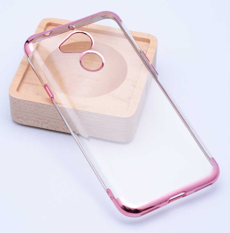 General Mobile 8 Kılıf Dört Köşe Renkli Lazer Şeffaf Silikon Kapak (GLİTTER) Rose Gold
