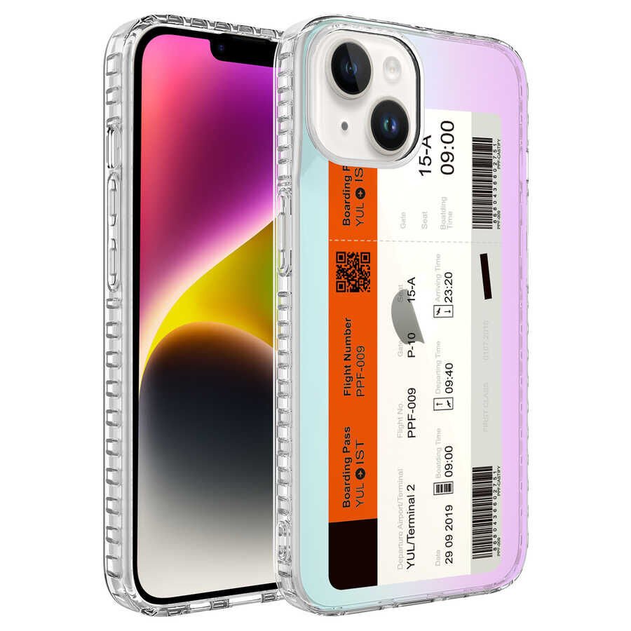 Apple iPhone 14 Plus Kılıf Airbag Kenarlı Renkli Desenli Silikon HEPTEKİLETİŞİM Elegans Kapak