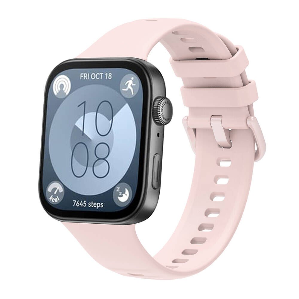 Huawei Watch Fit 3 Band Serisi Kordon Silikon Strap Kayış (Klasik) Pembe