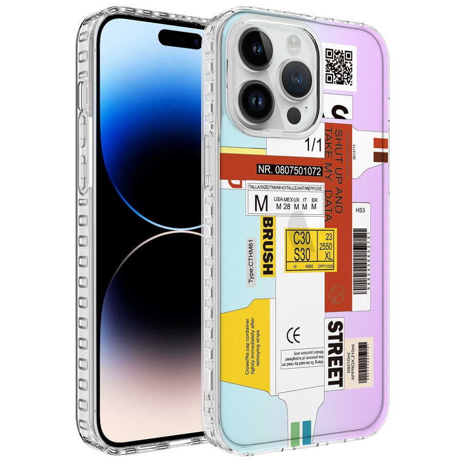 Apple iPhone 14 Pro Kılıf Airbag Kenarlı Renkli Desenli Silikon HEPTEKİLETİŞİM Elegans Kapak