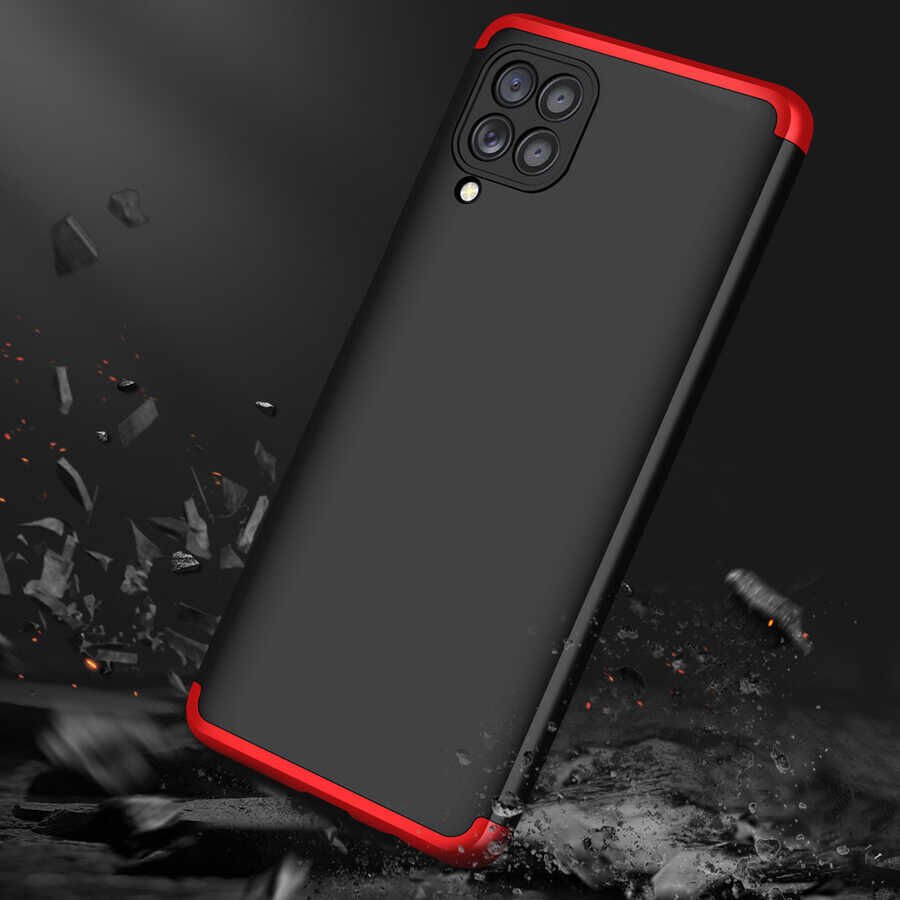 Samsung Galaxy A22 4G Kılıf 360 Tam Koruma Ön Ve Arka Sert Mika Kapak Orjinal Ays Gkk Kapak Rose Gold