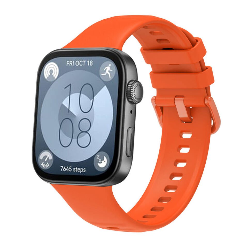 Huawei Watch Fit 3 Band Serisi Kordon Silikon Strap Kayış (Klasik) Turuncu