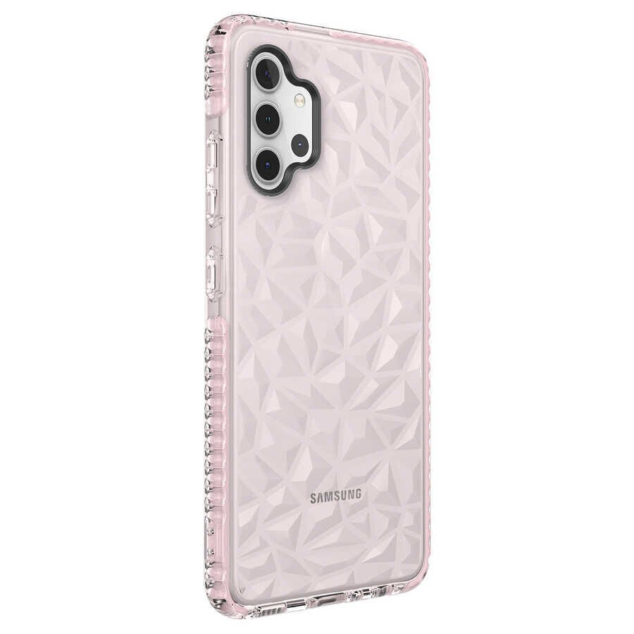 Samsung Galaxy A32 4G Kılıf Pramit Desenli Renkli Yumuşak Lüks Silikon Kapak (BUZ) Pembe