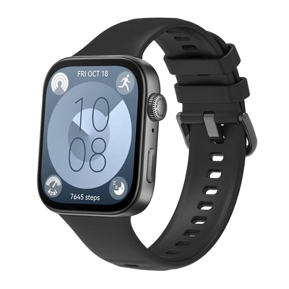 Huawei Watch Fit 3 Band Serisi Kordon Silikon Strap Kayış (Klasik) Siyah