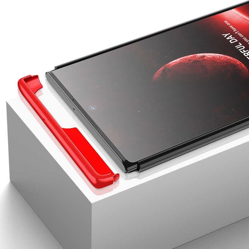 Samsung Galaxy S22 Ultra Kılıf 360 Tam Koruma Ön Ve Arka Sert Mika Kapak Orjinal Ays Gkk Kapak Mavi