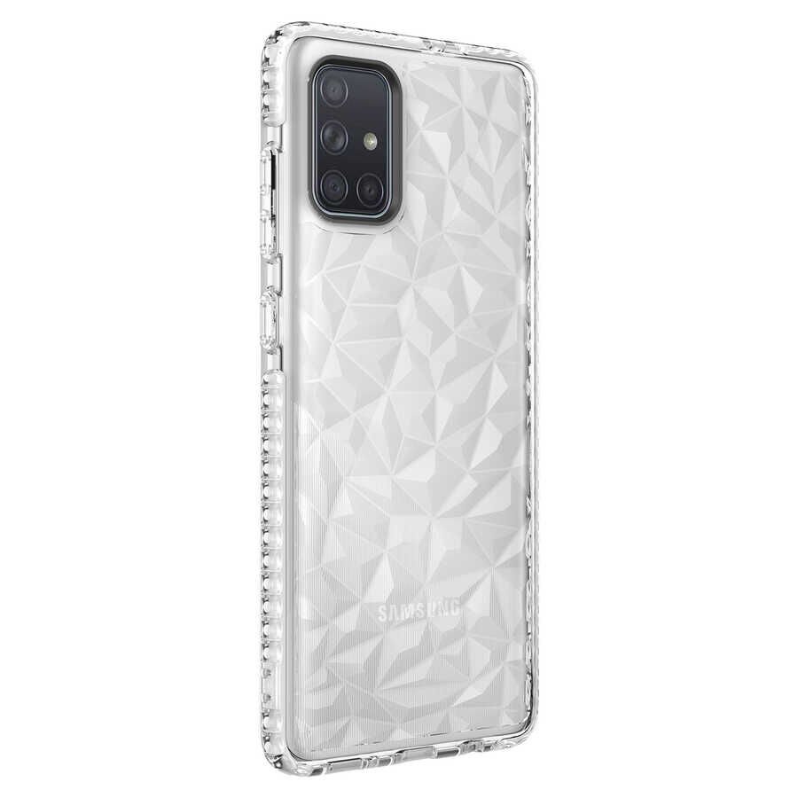 Samsung Galaxy A51 Kılıf Pramit Desenli Renkli Yumuşak Lüks Silikon Kapak (BUZ) Mor