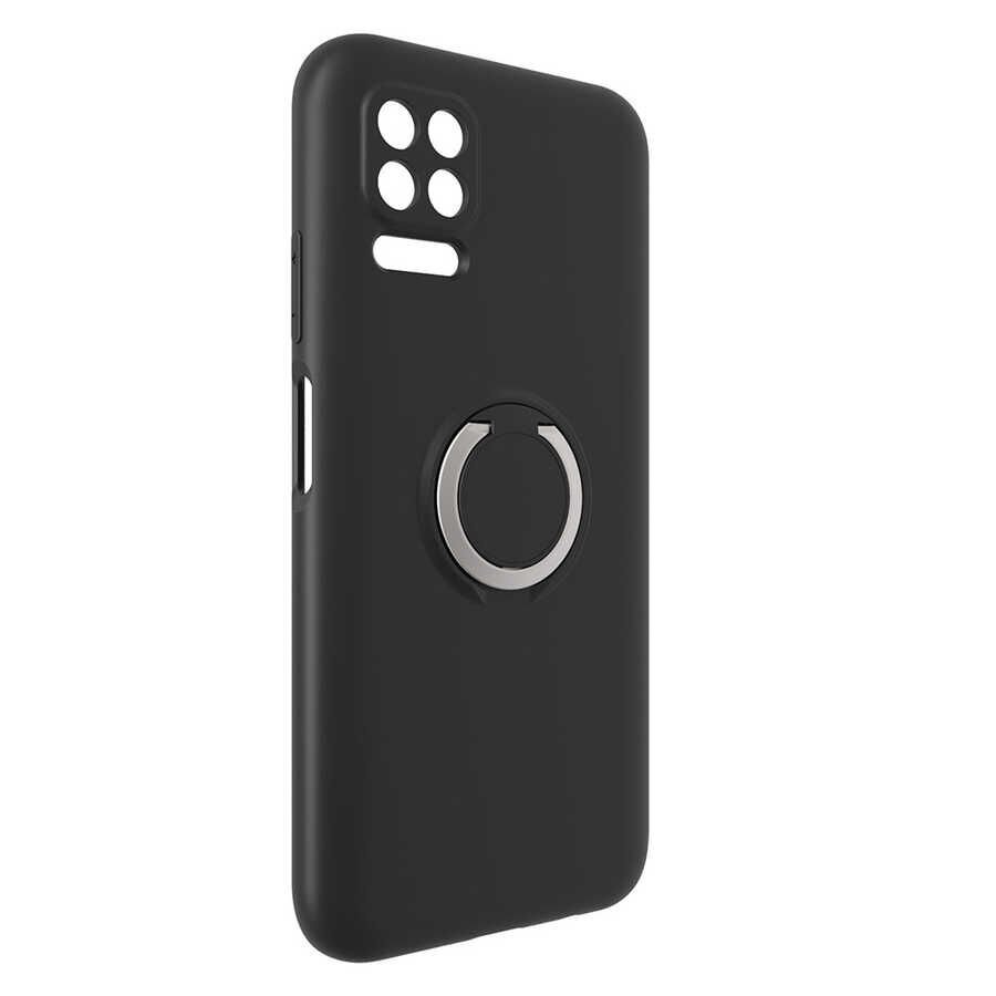 Huawei P40 Lite Kılıf Mat Pastel Renkli Ultra İnce Yüzüklü Yumuşak Silikon Kapak (Plex) Siyah