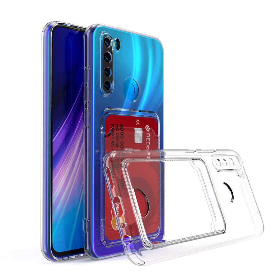 Xiaomi Redmi Note 8 Kılıf Kartlıklı Şeffaf HEPTEKİLETİŞİM Setra Clear Silikon Kapak