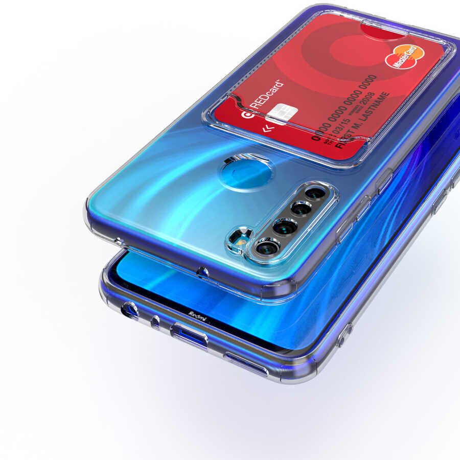 Xiaomi Redmi Note 8 Kılıf Kartlıklı Şeffaf HEPTEKİLETİŞİM Setra Clear Silikon Kapak