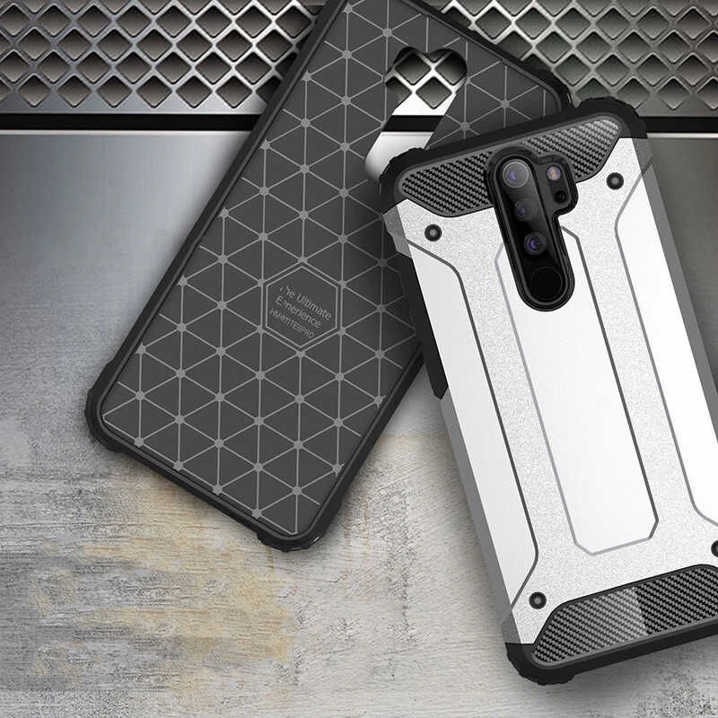 Xiaomi Redmi Note 8 Pro Kılıf Armor Köşe Korumalı Çift Katman Tank Zırh Kapak (CRASH) Mavi