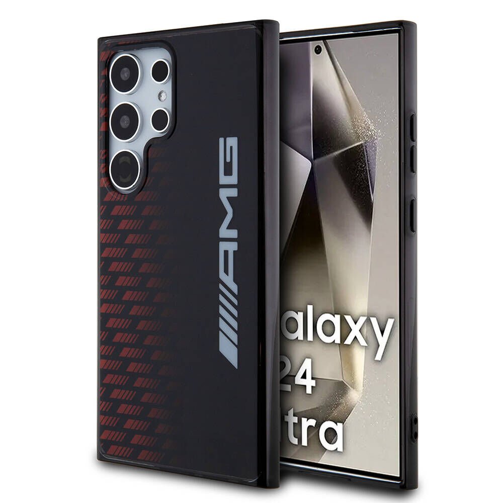 Samsung Galaxy S24 Ultra Kılıf AMG Orjinal Lisanslı Çift Katmanlı Büyük Logolu Dörtgen Şerit Desenli Kapak