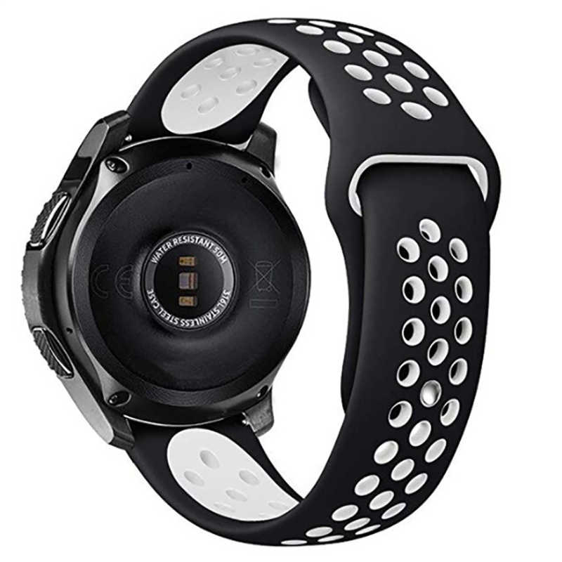 Samsung Galaxy Watch 4 / 5 / 5 Pro 40 42 44 46mm Silikon Kordon Kayış Tasarım (KRD-02) Gümüş-Gri