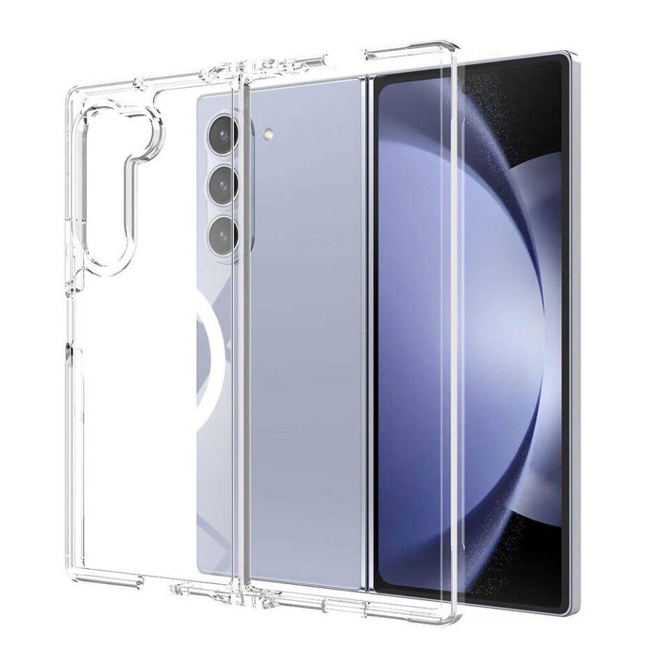 Samsung Galaxy Z Fold 6 Kılıf Magsafe Şarj Özellikli Şeffaf Sert PC HEPTEKİLETİŞİM Embos Kapak