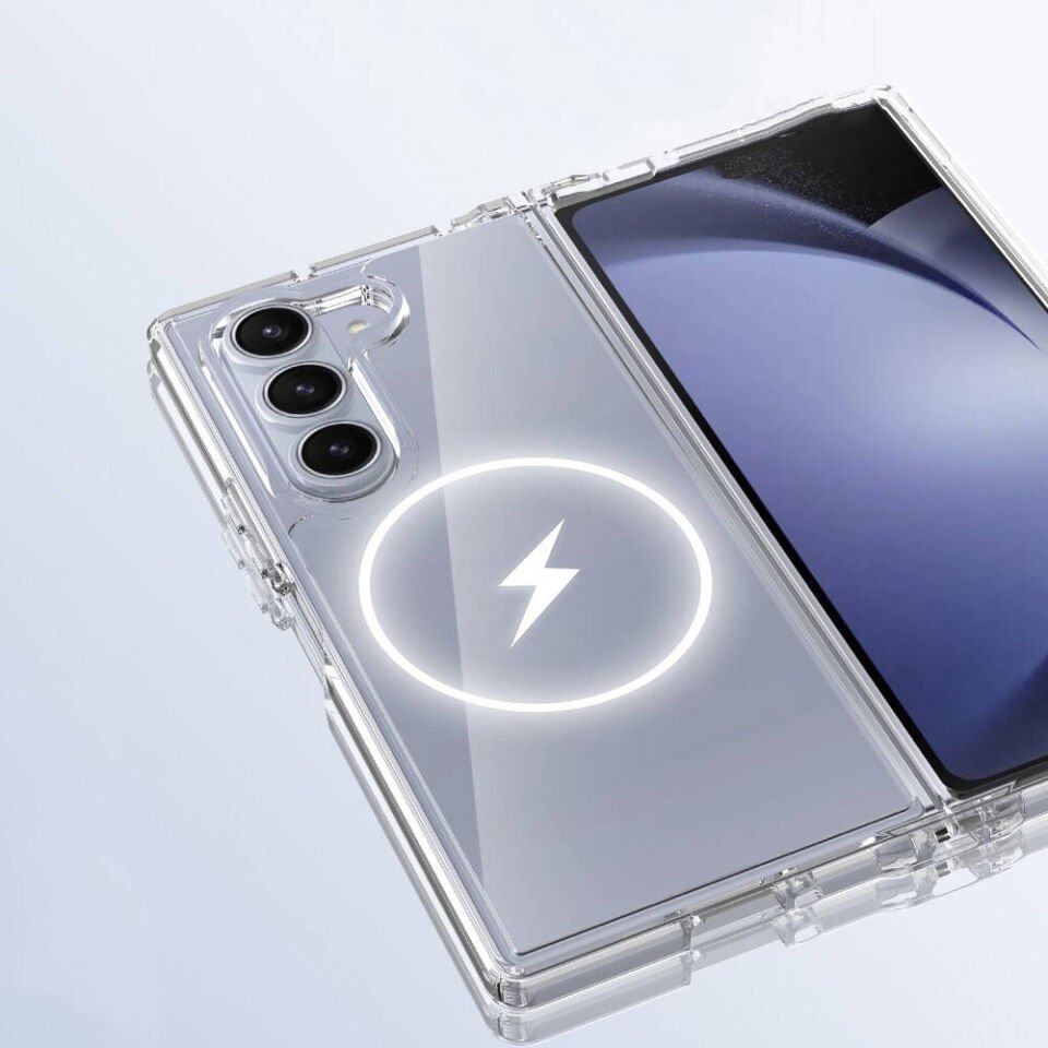 Samsung Galaxy Z Fold 6 Kılıf Magsafe Şarj Özellikli Şeffaf Sert PC HEPTEKİLETİŞİM Embos Kapak