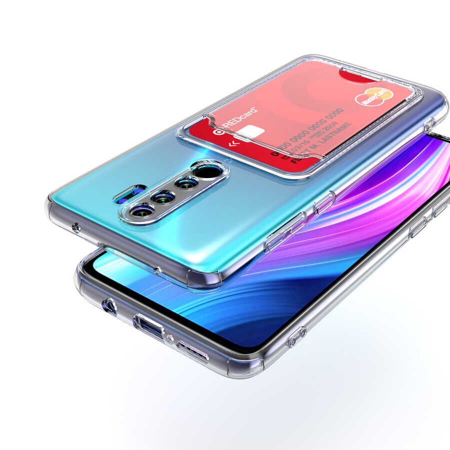 Xiaomi Redmi Note 8 Pro Kılıf Kartlıklı Şeffaf HEPTEKİLETİŞİM Setra Clear Silikon Kapak