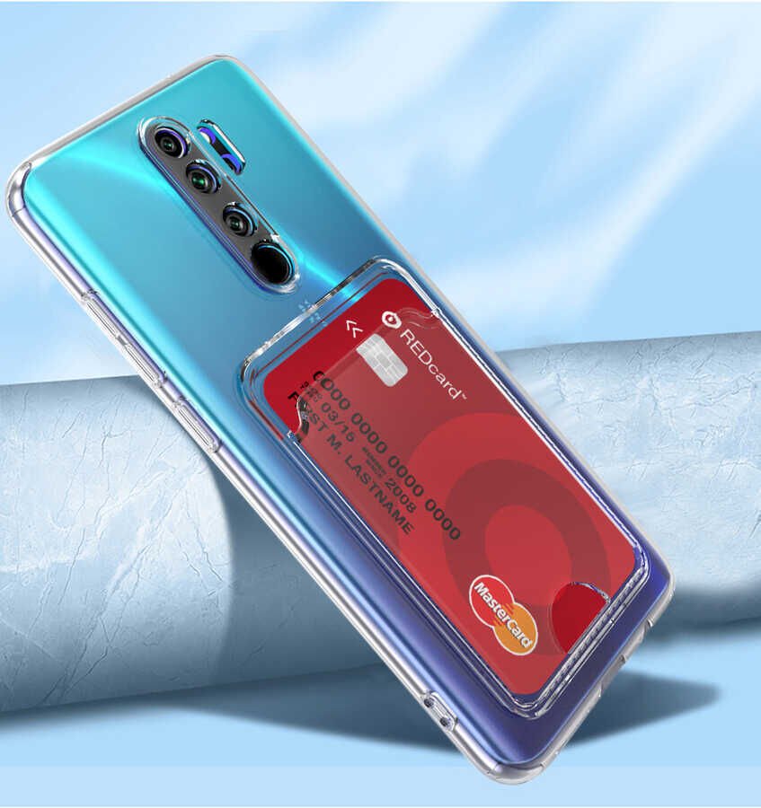 Xiaomi Redmi Note 8 Pro Kılıf Kartlıklı Şeffaf HEPTEKİLETİŞİM Setra Clear Silikon Kapak
