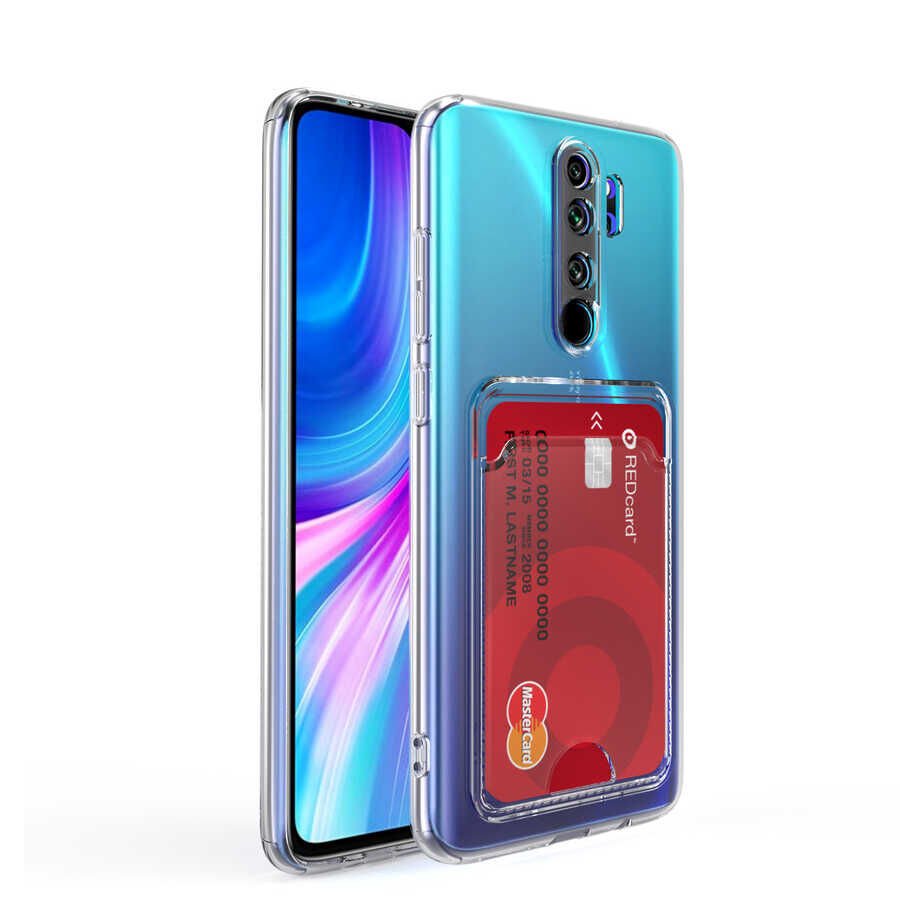 Xiaomi Redmi Note 8 Pro Kılıf Kartlıklı Şeffaf HEPTEKİLETİŞİM Setra Clear Silikon Kapak