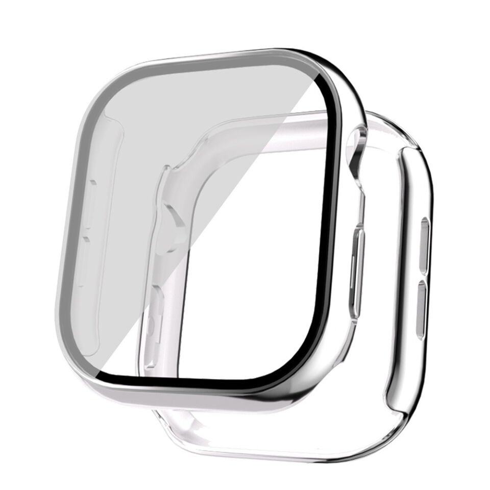 Apple Watch 10 42mm Sert PC Kasa Electroplatink Çerçeveli Ekran Koruyucu (Gard 36) Gümüş