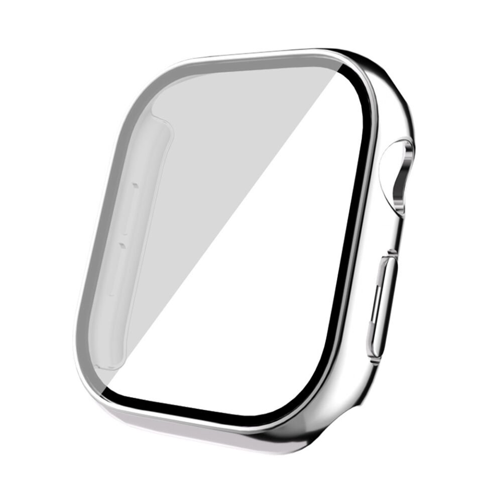 Apple Watch 10 42mm Sert PC Kasa Electroplatink Çerçeveli Ekran Koruyucu (Gard 36) Gümüş