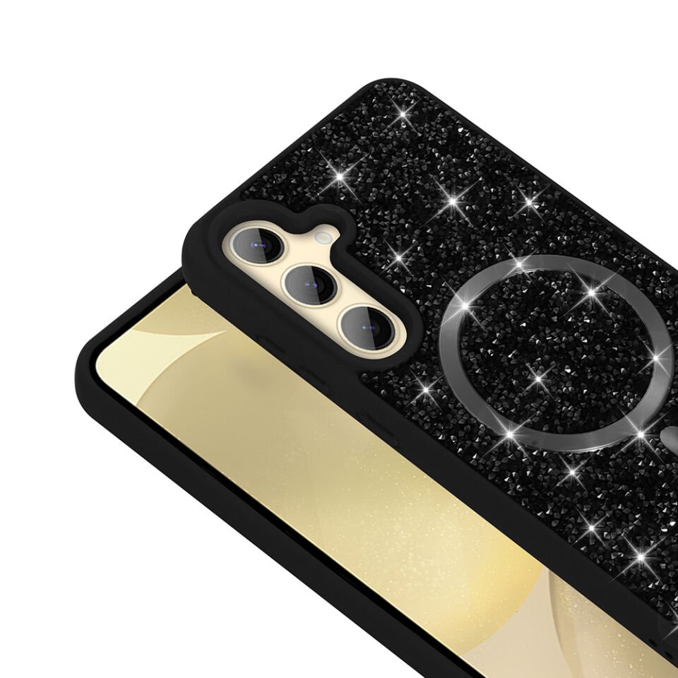 Galaxy S24 FE Kılıf Pırlanta Tasarımlı Magsafe Şarj Özellikli Zore Mozaik Silikon Kapak