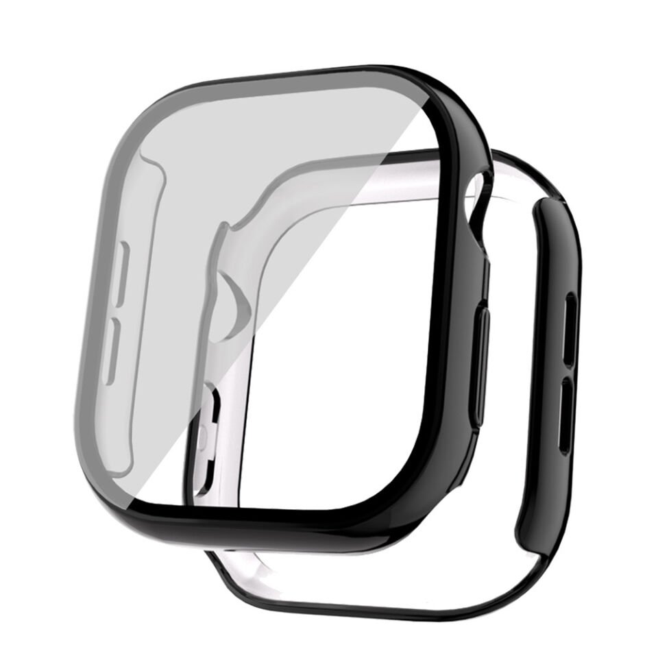 Apple Watch 10 42mm Sert PC Kasa Electroplatink Çerçeveli Ekran Koruyucu (Gard 36) Siyah