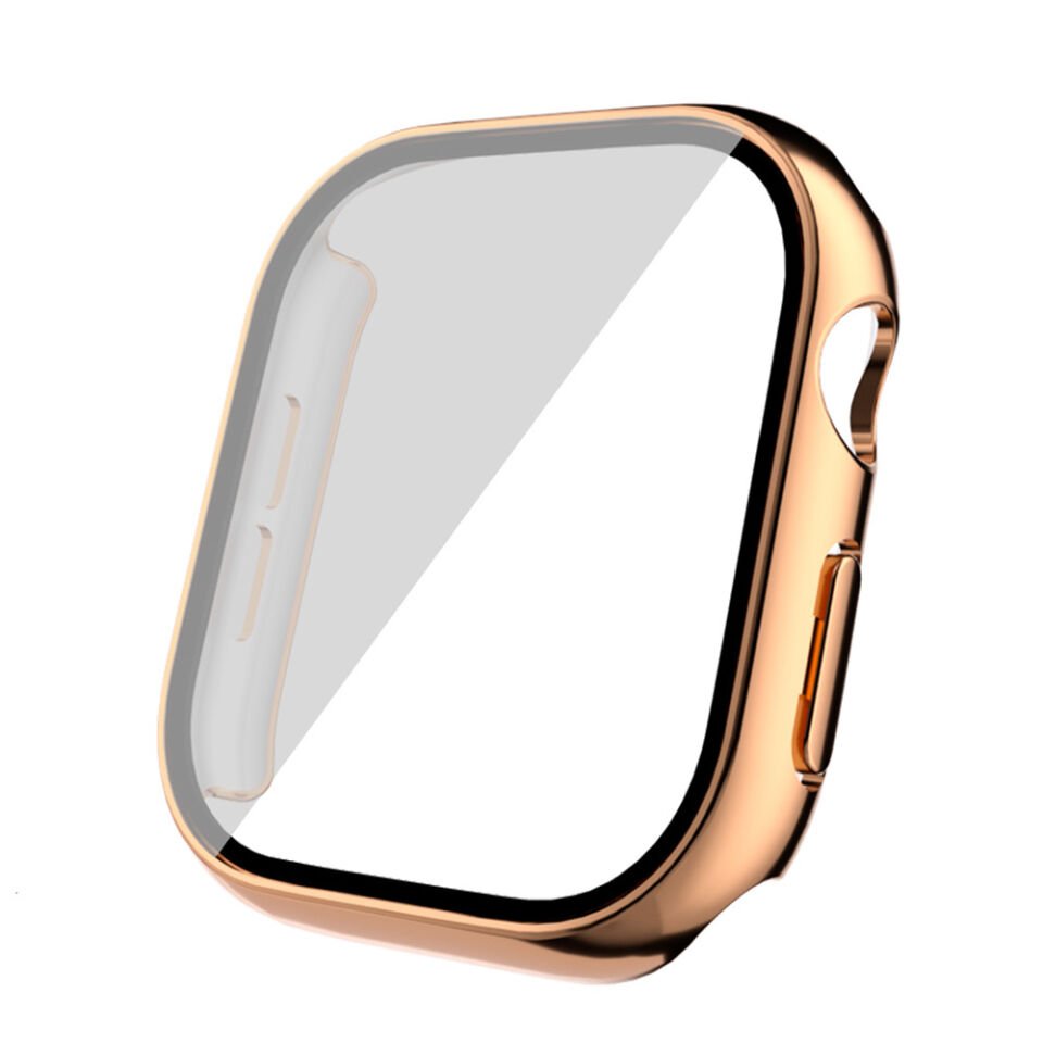 Apple Watch 10 42mm Sert PC Kasa Electroplatink Çerçeveli Ekran Koruyucu (Gard 36) Siyah