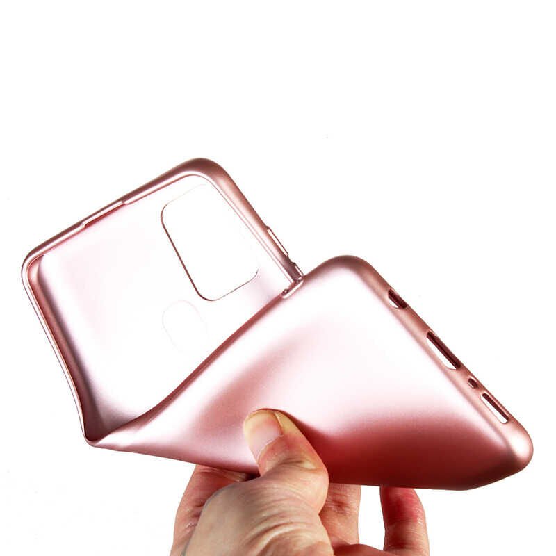 Samsung Galaxy A21S Kılıf Yumuşak Dokulu Soft Esnek İnce Mat Renkli Silikon Kapak (PREMİER) Rose Gold