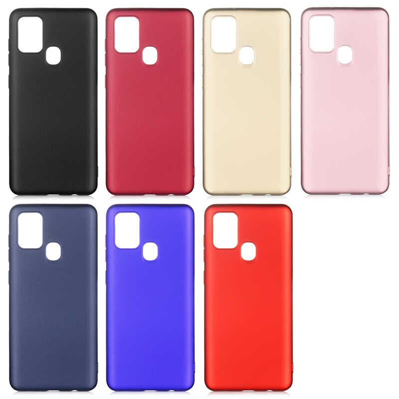 Samsung Galaxy A21S Kılıf Yumuşak Dokulu Soft Esnek İnce Mat Renkli Silikon Kapak (PREMİER) Rose Gold