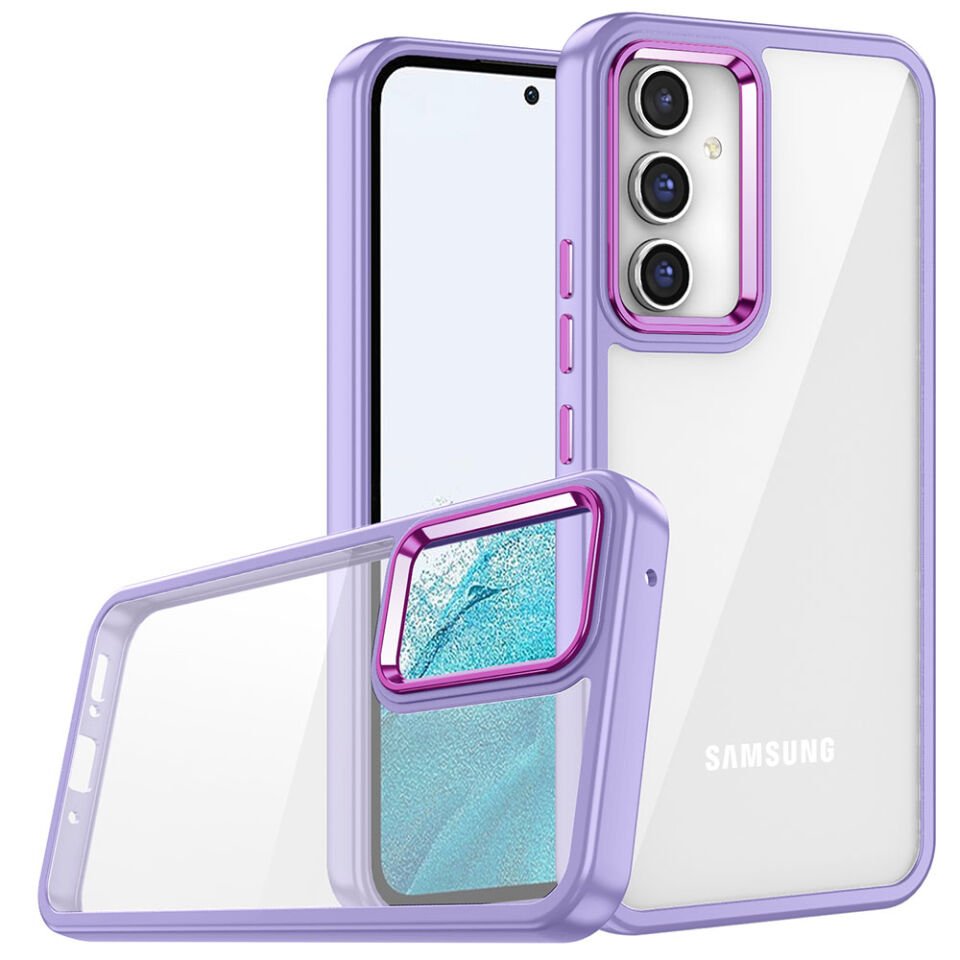 Samsung Galaxy A24 Kılıf Kamera Çıkıntılı Arkası Şeffaf Hassas Tuşlu Kenarlı Kapak (Flora) Lila