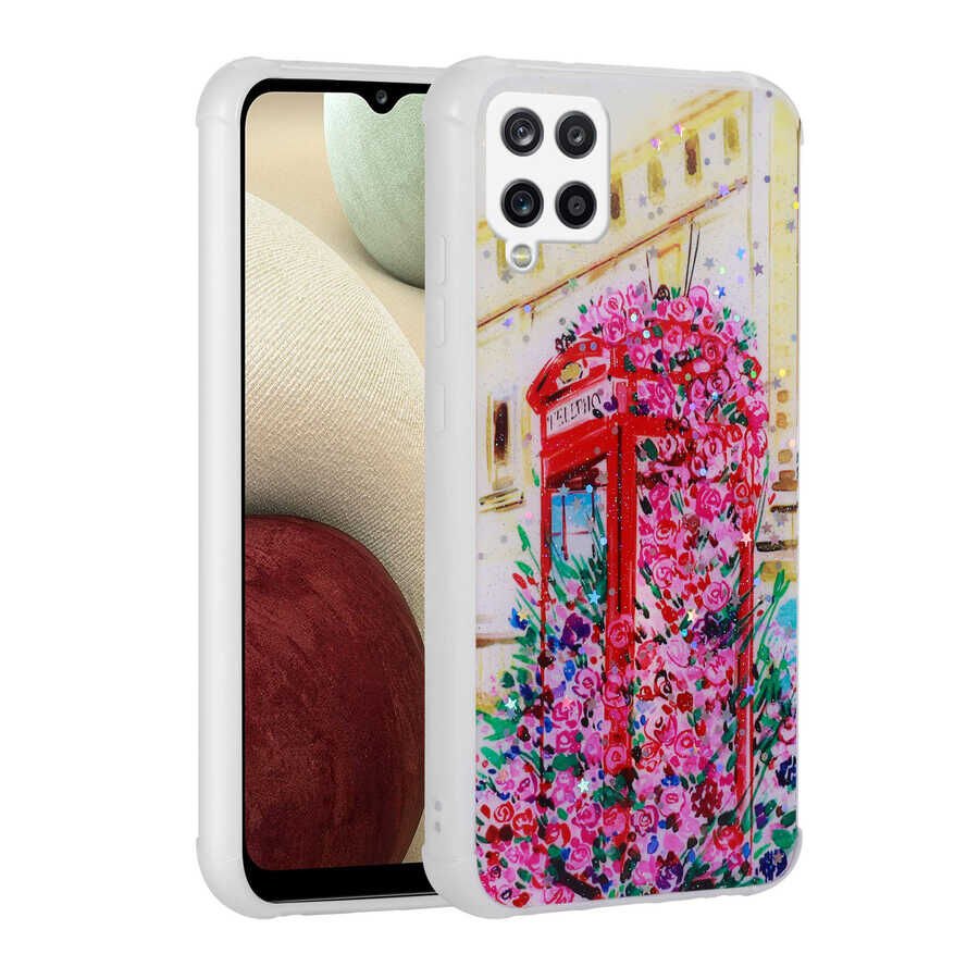 Samsung Galaxy M33 Kılıf Simli Desenli Köşe Kamera Korumalı Darbe Emici Silikon Kapak (Popy) Kulübe