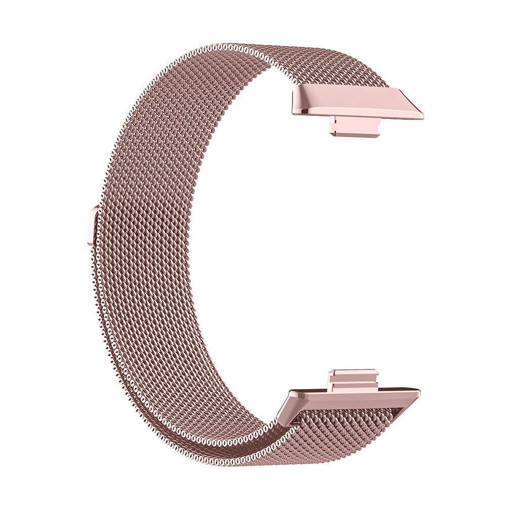 Huawei Watch Fit 3 Metal Kordon Tel Örgü İşlemeli Tasarım (KRD-01) Rose Pembe