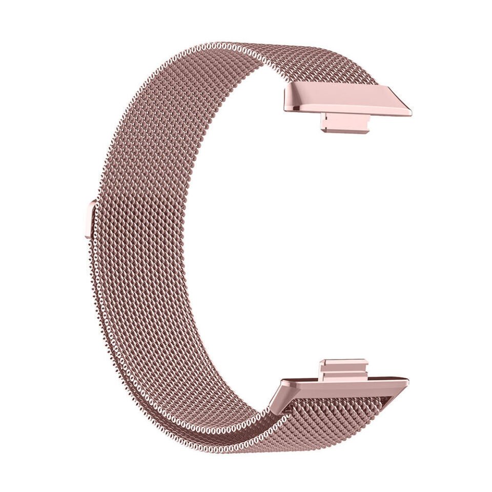 Huawei Watch Fit 3 Metal Kordon Tel Örgü İşlemeli Tasarım (KRD-01) Rose Pembe